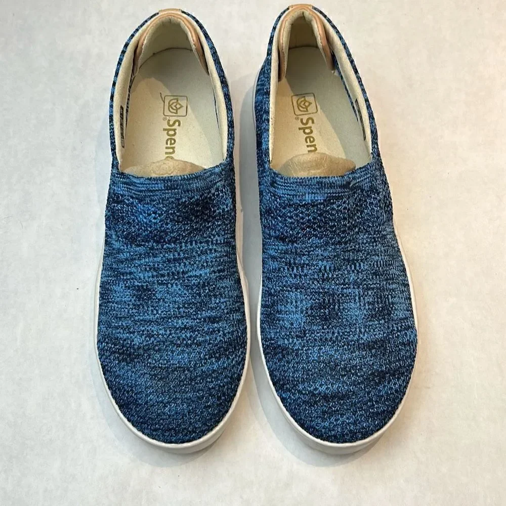 Spenco Womens Coastal Slip On Shoes Patriot Blue Sz 10 Knit Orthotic Lightweight